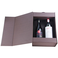 Conception personnalisée d'emballage de luxe à fermeture pliable double boîte cadeau magnétique de vin avec poignée en PU