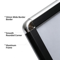 Bingkai Gantung Cepat Sudut Melengkung 32mm Lebih Lebar, Panel Aluminium Tahan UV A4-A0 untuk Poster Merek Penunjuk Arah di Mal