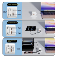 Chargeur mural rétractable pour iPhone 17, chargeur USB 3 ports avec câble Type C rétractable, adaptateur de voyage à charge rapide 30W