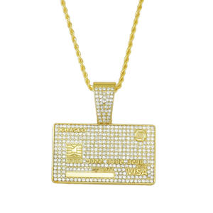 Prezzo ragionevole <span class=keywords><strong>donna</strong></span> personalizzato grande oro pesante carta di credito ciondolo Moissanite maglia cubana collana Hiphop gioielli - Product Image 5