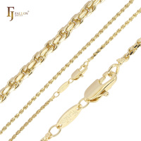 Catena a corda piatta martellata da 2 mm FJ Fallon Fashion Jewelry placcata in ottone con base in oro 14 carati