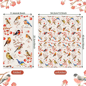 Huancai 20 pièces Floral oiseaux invités serviettes jetables <span class=keywords><strong>papier</strong></span> dîner <span class=keywords><strong>serviette</strong></span> salle de bain essuie-mains pour <span class=keywords><strong>anniversaire</strong></span> mariage fête fournitures - Product Image 3