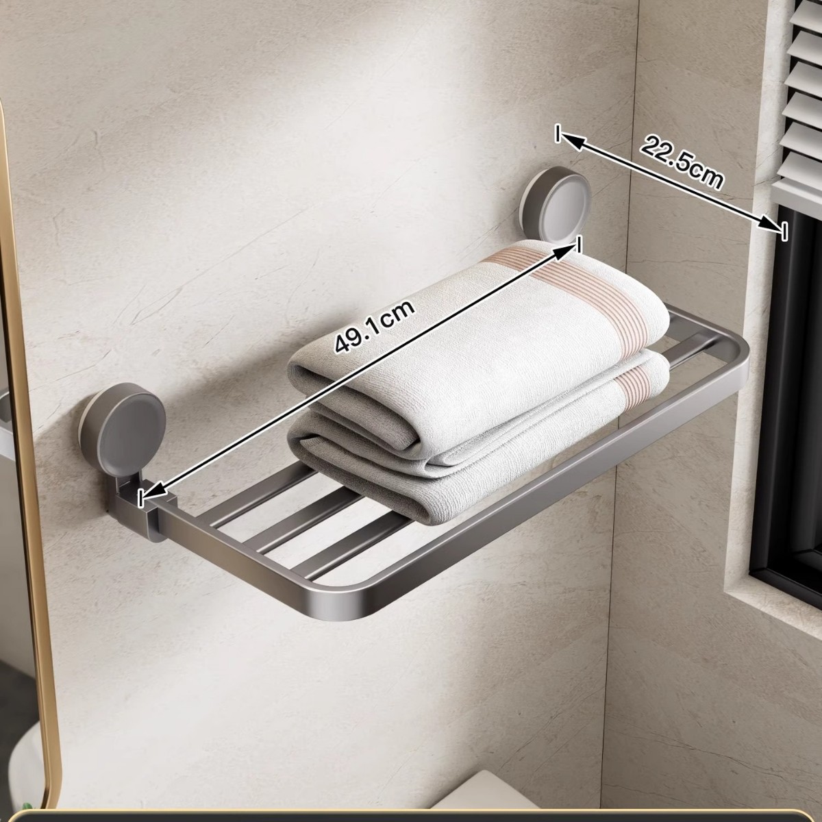 Porte-serviettes monocouche à ventouse 50 cm