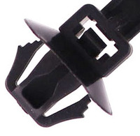 Attaches de câble à montage automatique par poussée de conception ovale Attaches à glissière en nylon noir avec attaches de câble de voiture multidimensionnées à résistance à l'arc M72000252