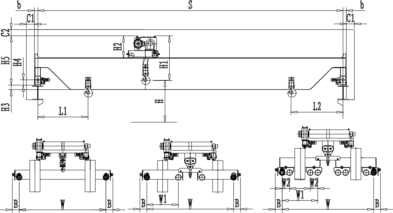 3t Electric Double Beam Overhead Crane Soft Starting For Workshop