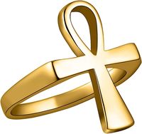 Anillo Ankh Egipcio de Acero Inoxidable con Diseño Personalizado, Antidesvanecimiento, Chapado en Oro Amarillo Pulido, Anillo Cruzado Chapado en Oro para Hombre