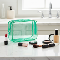 Trousse de toilette de voyage en PVC étanche avec fermeture éclair scellée, grande capacité, style tendance, écologique et réutilisable pour articles de toilette et maquillage