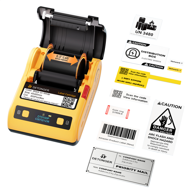 Detonger Industrial Thermal Transfer Label Printers Highly Mobile Compact Polyester Synthetic Asset Tag Printer QR Code Printer