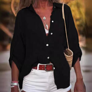 Camicia da donna in cotone taglie forti con colletto monopetto con risvolto a bottone in stile Casual <span class=keywords><strong>camicetta</strong></span> ampia per le vacanze vestiti - Product Image 6