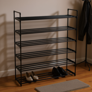 Zapatero Metálico Negro de 6 Niveles DB, Organizador de Almacenamiento para Dormitorio, Entrada o Armario - Product Image 2