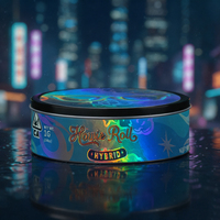 Étiquettes personnalisées en 3D avec vernis spot UV, feuille holographique, logo en relief, sceau, autocollants perforés sur le couvercle et les côtés, étiquettes d'emballage pour boîtes/boîtes de conserve/pots