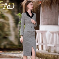 Tweed jupe haut de gamme Slim Fit professionnel costume et jupe pour femmes tenue jupe pour grosses femmes Prototype fabricant de vêtements