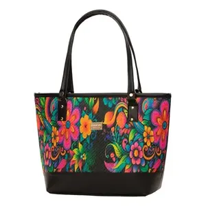 Bolso Tote de Yute para Mujer Fana, Negro, Elegante, Bordado, para Todas las Temporadas - Product Image 1