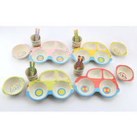 Ensemble de 5 bols amusants et mignons en fibre de bambou pour enfants, écologiques, sans BPA, de qualité alimentaire