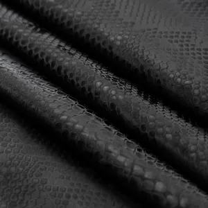 Design Fashion Snake Skin Pu Python Embossed Printed Leather Fleece 4 Way Stretch Leather