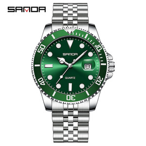 Sanda 1099 Men Trendy Fashion Quartz Wristwatch Stainless Steel Band Single <b>Date</b> Luminous Dial - Product Image 1