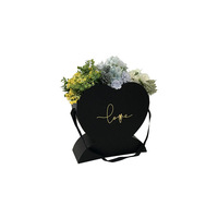 Petits seauets à fleurs en forme de cœur, boîtes cadeaux avec poignée, carton, dorure à chaud, pelliculage mat