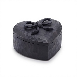 Custom Sculptural Bow Black Heart Metal Date And Dry Fruit Storage Box Romantic Container - Product Image 1