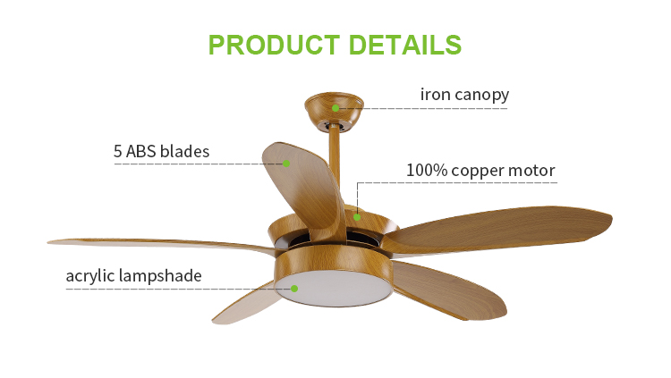 Breezelux China supplier modern abs blade remote control 56 inch decorative ceiling fan with LED light ceiling fan