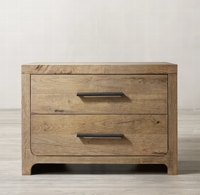 NIGHTSTAND RH DAVOS Kayu Oak Alami Terpasang Gagang Elegan Modern Ramah Apartemen Ramah Lingkungan Penyimpanan Kamar Tidur
