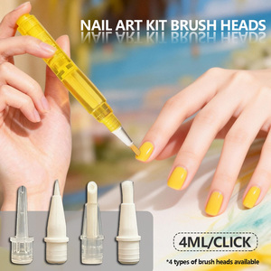 Stylo à huile pour cuticules en plastique doré avec logo personnalisé, tête en silicone, ensemble de stylos à huile pour cuticules, 4 ml, huile nutritive pour cuticules, stylo à clic avec pinceau - Product Image 1