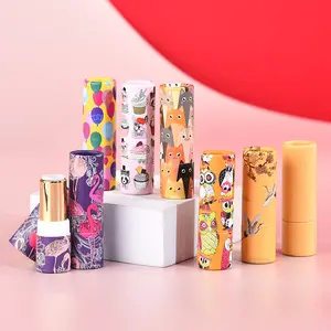 Cardboard Lip Balm Lipstick Container Paper Tube Eco Friendly Paper Black Eco Friendly Cosmetic Packaging Craft Paper Round GJY