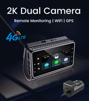 Caméra embarquée 4G double objectif 2K avec Wi-Fi, GPS et surveillance de stationnement pour la surveillance à distance du véhicule sur téléphone, compatible carte SD jusqu'à 256 Go