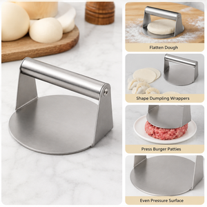 Paslanmaz Çelik Hamburger Presi Patty Manuel <span class=keywords><strong>Burger</strong></span> Presi Kaymaz Saplı Çevre Dostu Bulaşık Makinesinde Yıkanabilir Et Presi Aracı Ev - Product Image 4