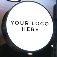 Enseigne publicitaire double face en acrylique et métal sur mesure pour extérieur, boîte lumineuse ronde à LED, enseigne de projection
