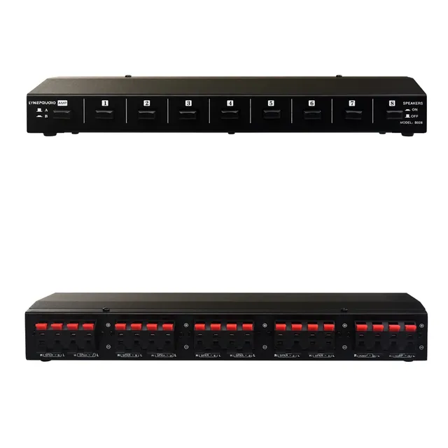 8-Channel Audio & Video Accessory 2-in-8-out Power Amplifier Loudspeaker Box Switcher 8-Channel Speaker Distribution Device
