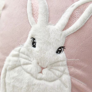 ปลอกหมอนอีสเตอร์ขนาด18X18นิ้วงานปักลายกระต่ายกำมะหยี่เนื้อนุ่มดีไซน์ใหม่ - Product Image 2