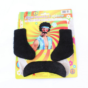 Bigote y patillas hippies de felpa negra, accesorio de disfraz para fiesta de Halloween o cosplay - Product Image 5