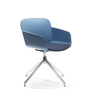 Fauteuil pivotant Libera au design moderne avec base chromée polie, coque en plastique, siège rembourré, chaise de bureau - Product Image 1
