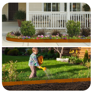 Bordure de jardin en acier Corten de 10 pouces, style Art déco, haute barrière, en métal recyclé, taille personnalisable pour parterres de fleurs extérieurs - Product Image 3