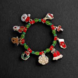 Nouveau Bracelet de Noël 2024, Bijou Perlé en Cristal, Bracelet en Métal avec Élément Père Noël, Cadeau Décoratif - Product Image 4