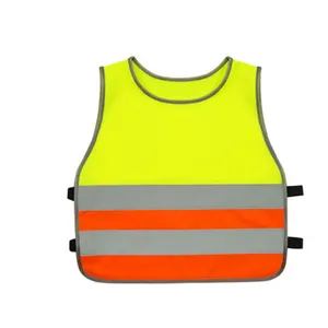 Kids Reflective High Visibility Segurança Coletes 100% Poliéster Amarelo Laranja Segurança Vest com alças elásticas para crianças