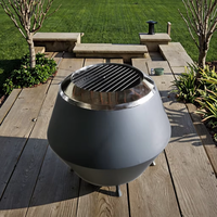 Barbecue portable moderne en acier haute température avec pieds démontables, support à bûches et pique à bois pour brûlage de bois en extérieur