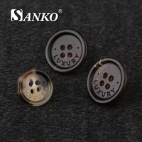 Bouton en corne naturelle personnalisé SANKO, bouton rond à 4 trous, bouton de couture de luxe pour manteau, chemise, blazer, vêtement