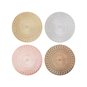 BOEN تصميم رقائق الذهب المنسوجة جولة المفارش المعدنية مجموعة الحصير الديكور الجدول والوسادات - Product Image 2