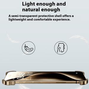 Lente autónoma de lujo sin bordes para IPhone15 XR Funda de teléfono móvil de TPU transfronteriza 16promax Almohadilla de esquina de metal en forma de PROMAX para - Product Image 4