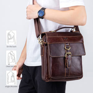 Sac à bandoulière pour homme BULLCAPTAIN, grand sac en cuir véritable, de haute qualité, pour voyager, sac messager, sac fourre-tout - Product Image 2