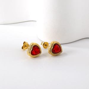 Boucles d'oreilles de mariée multicolores en forme de cœur rouge avec diamants, cadeau personnalisé pour femme, accessoires de bijouterie - Product Image 4