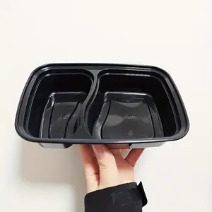 2 vano 34OZ 1000ml usa e getta Bento Lunch Box rettangolo Go contenitori per alimenti in plastica contenitore per la preparazione dei pasti