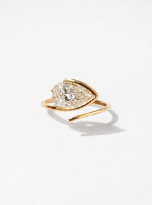 14KT Yellow Gold Rhodium Plated Women's Ring with Pear Cut Solatiaire Diamond IGI Certified Luxury Cocktail Ring - Product Image 6