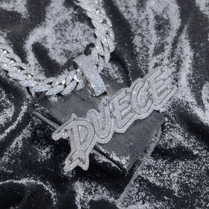 Custom 925 Silver Children's Hip Hop Rose Gold Plated Full Iced <b>Letter</b> Name Pendant Baguette Moissanite Bling <b>Necklace</b> Parties - Product Image 3