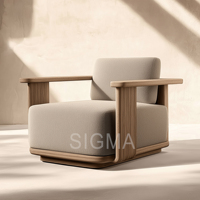 Vente en gros de fauteuil canapé moderne en bois de teck massif en forme de U pour patio, hôtel, piscine, jardin, chambre, salon