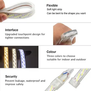 एलईडी स्ट्रिप लाइट लचीला ip67 एसी 240v छत की रोशनी स्ट्रिप्स 220v dimmmerble sd 2835 तिरछा 5 पंक्ति वाली पट्टी - Product Image 4