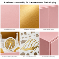 Boîte magnétique double porte rose sur mesure de luxe, scène artistique en papier 3D, carton rigide pour marque cosmétique, marché américain, nouveau design