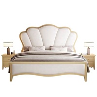 Meilleure vente Lit double personnalisé moderne en bois Super King Queen Size avec cadre en bois blanc avec rangement