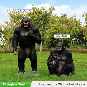 Estatua de Gorila, Escultura de Resina de Fibra de Vidrio, Tamaño Real, Realista, Decoración de Jardín para Exteriores, Hecha a Mano, Resistente al Agua - Product Image 5